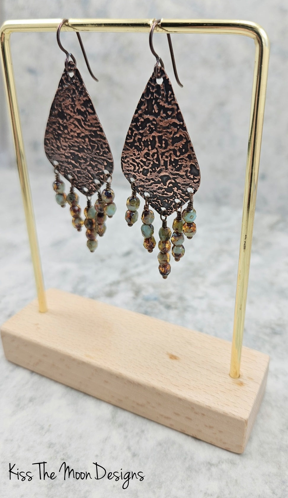 Textured Multi Dangle Copper Earrings