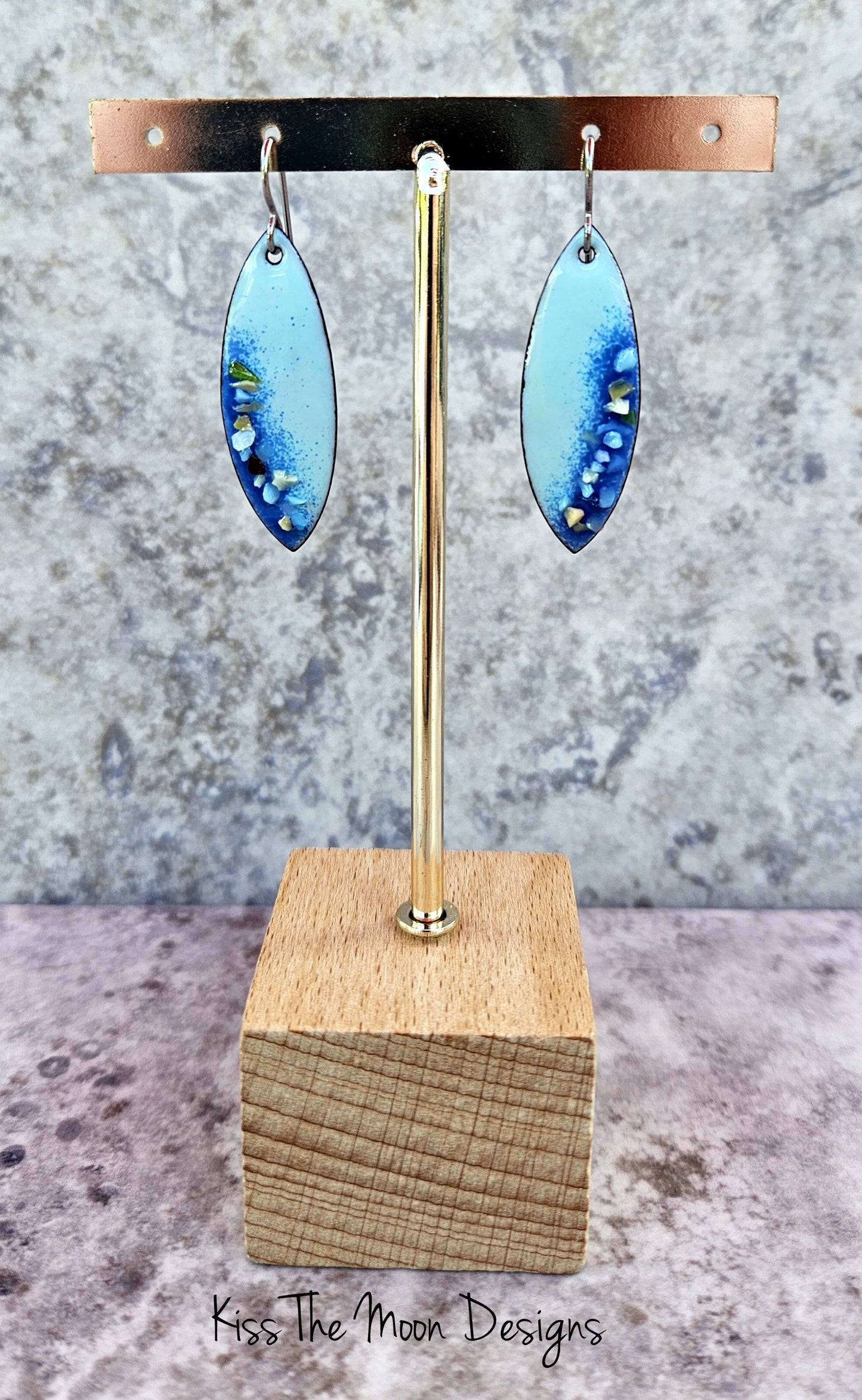Blue Pointed Leaf with Colored Glass Accents
