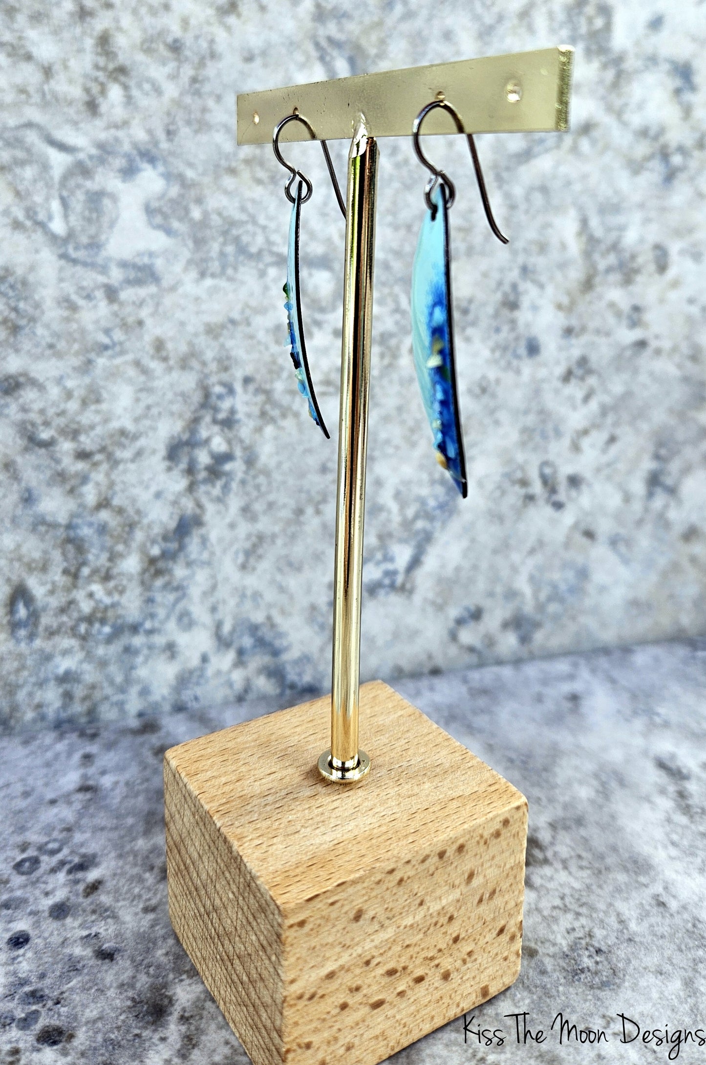 Blue Pointed Leaf with Colored Glass Accents
