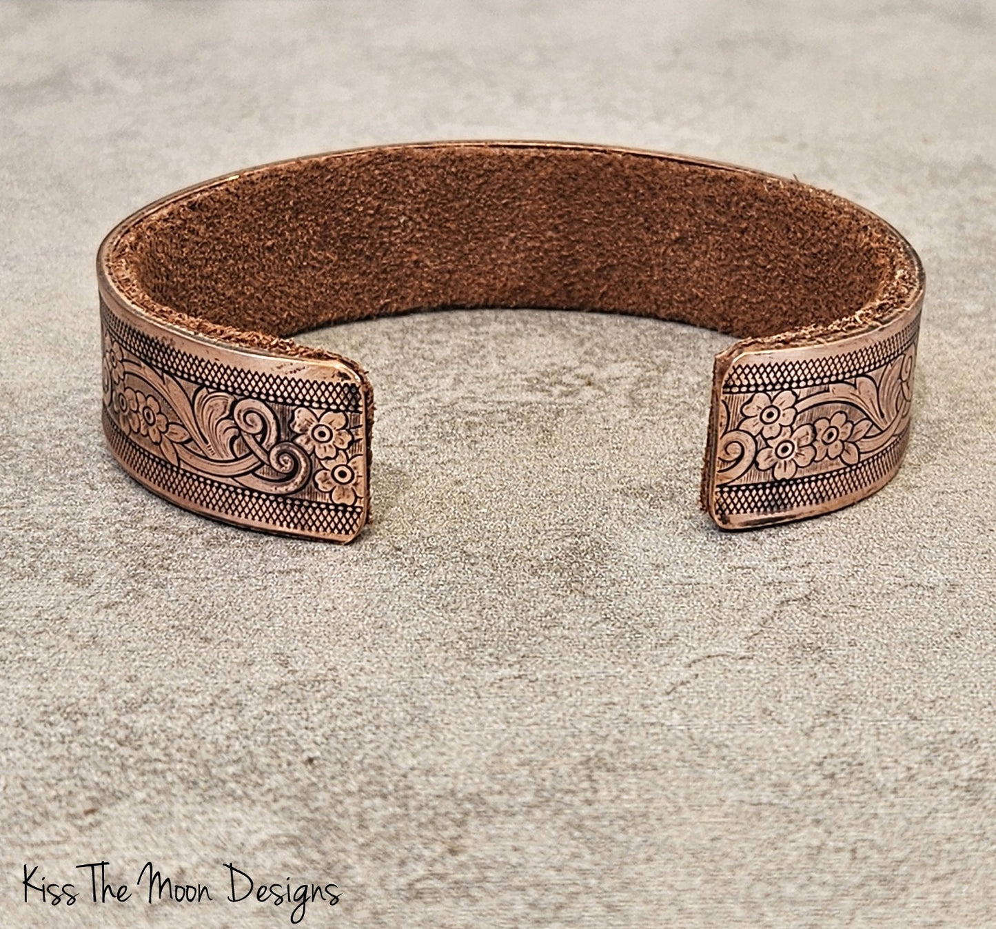 Scrolling 3 Flower Copper Cuff