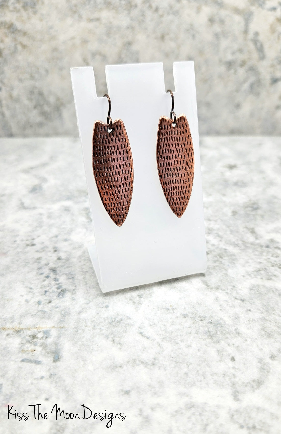 Copper Dash Mark Point Earrings
