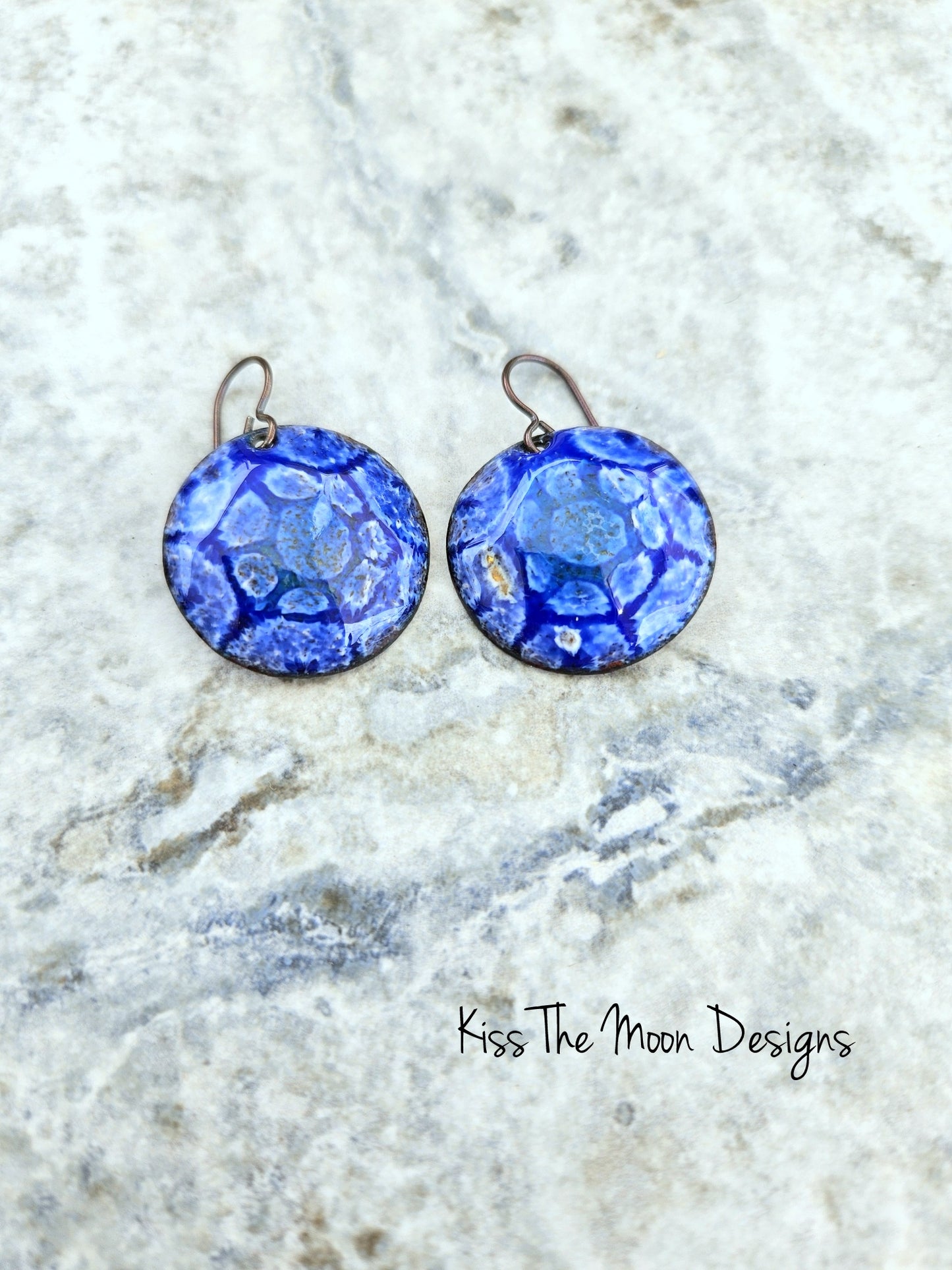 Blue Enameled Necklace Earring Set