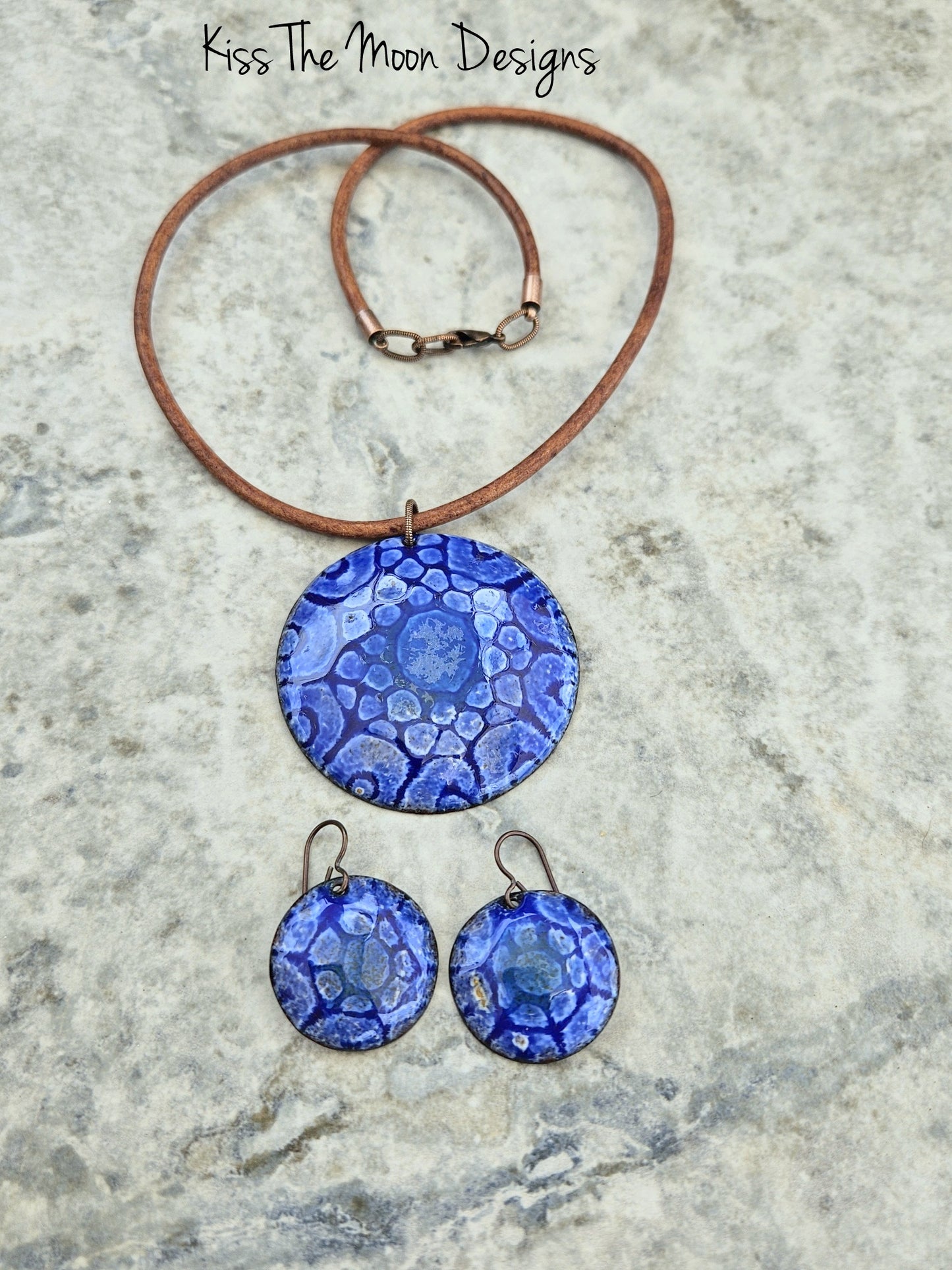 Blue Enameled Necklace Earring Set