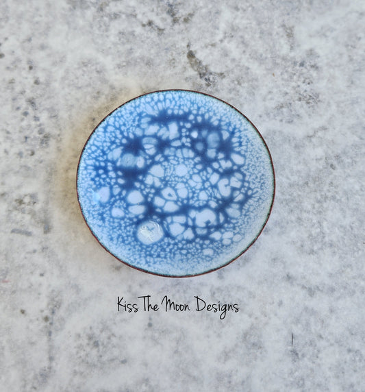 Blue Crackle Enameled Trinket Dish