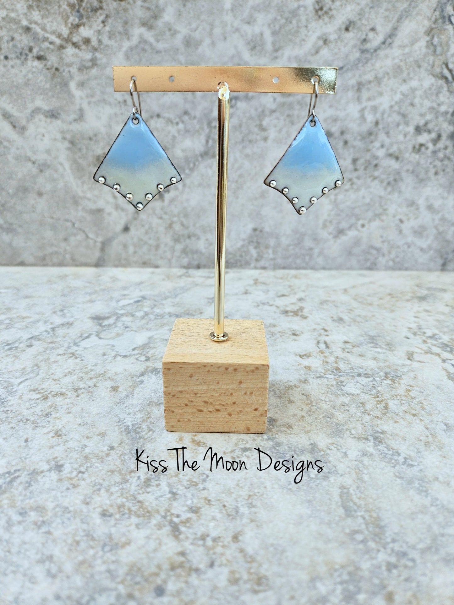 Twwo Toned Enameled Earrings with Fine Silver Accents