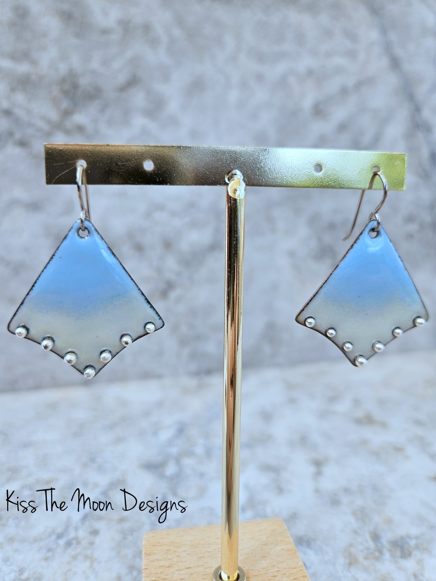 Twwo Toned Enameled Earrings with Fine Silver Accents