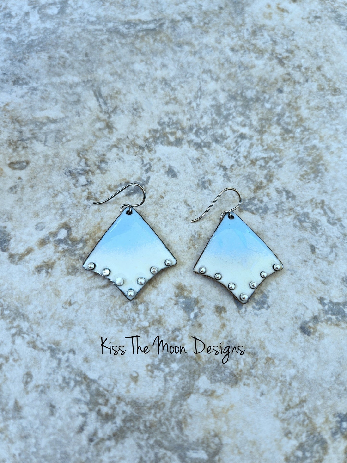 Twwo Toned Enameled Earrings with Fine Silver Accents