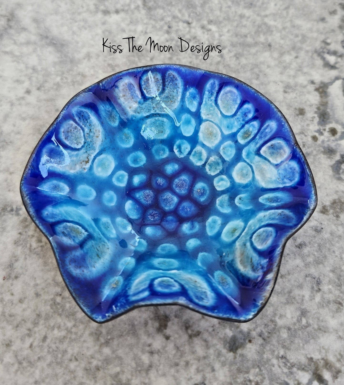 Blues and Gold Wavy Trinket Dish