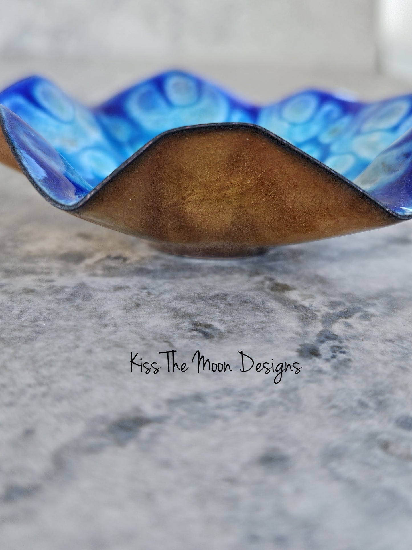 Blues and Gold Wavy Trinket Dish