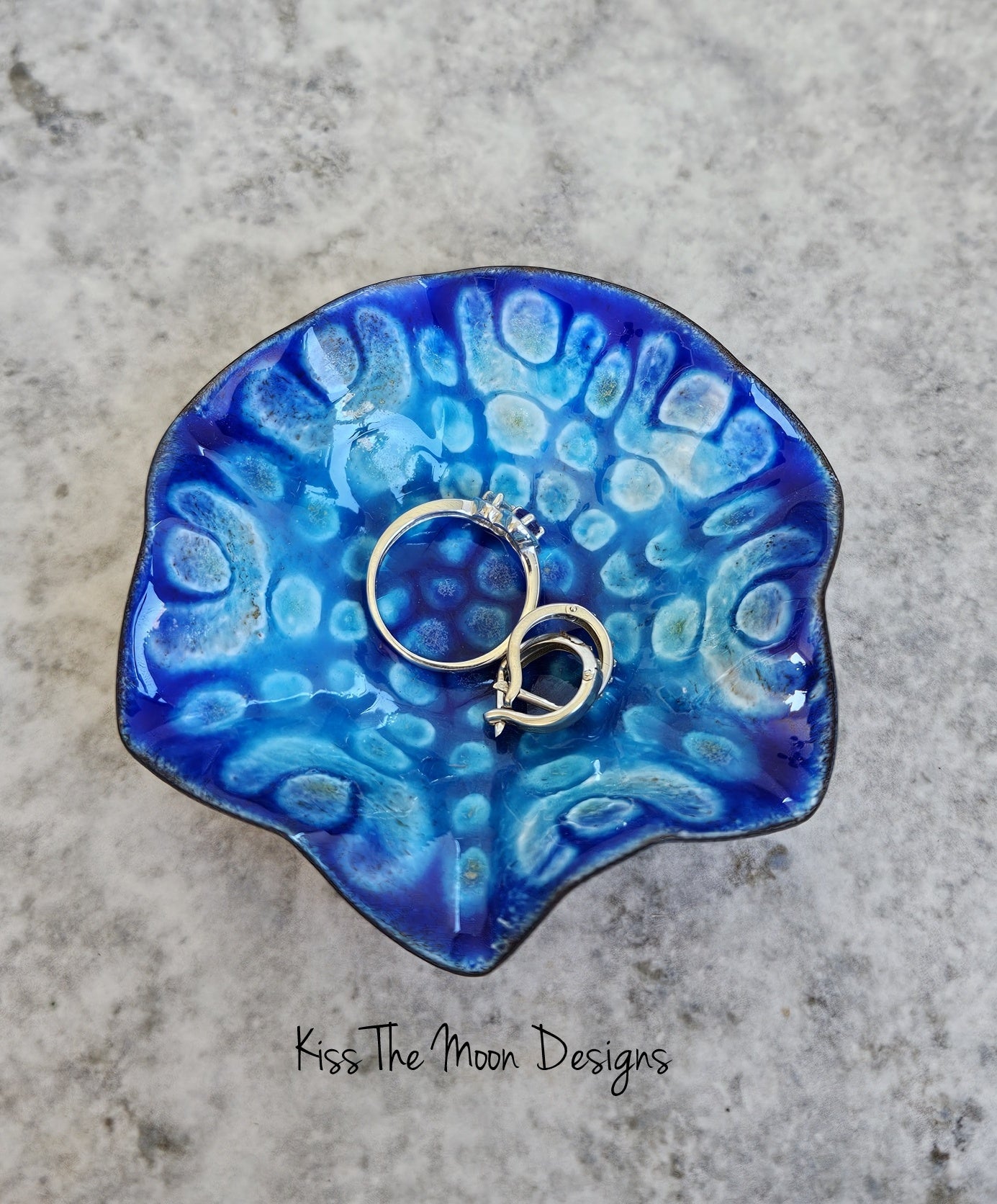 Blues and Gold Wavy Trinket Dish