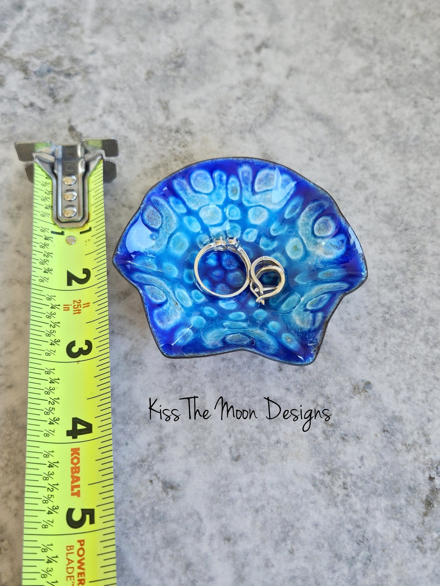 Blues and Gold Wavy Trinket Dish