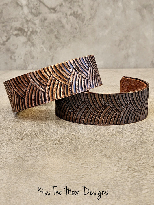 Chevron Patterned Copper Cuffs