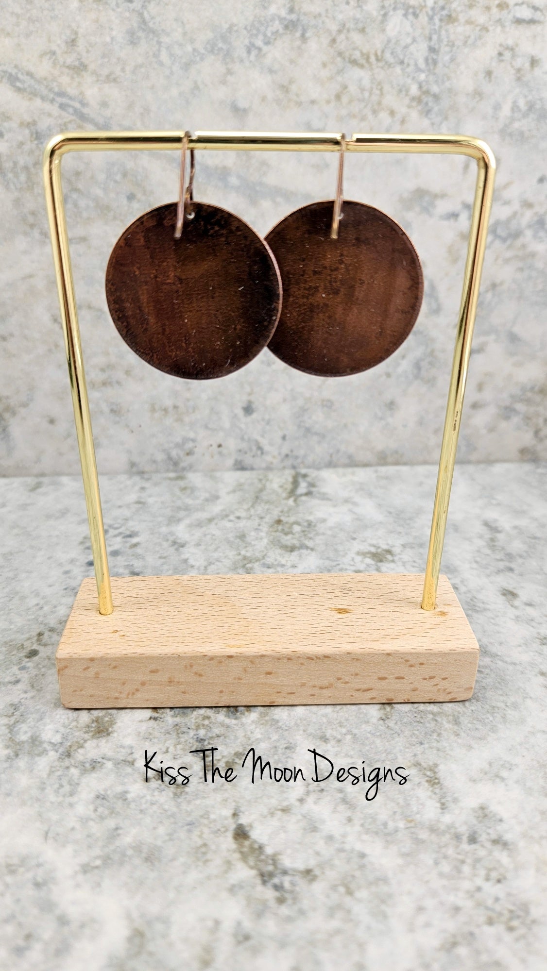 Tribal Patterned Copper Circle Earrings