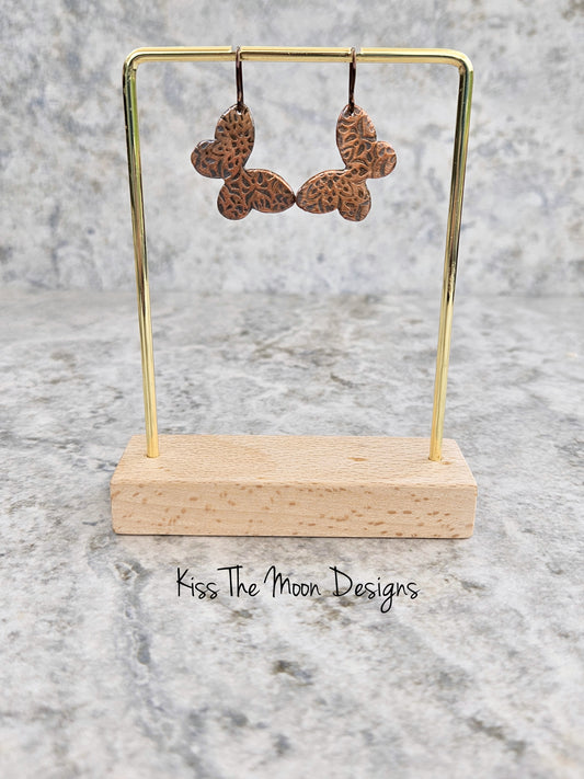 Patterned Copper Butterfly Earrings