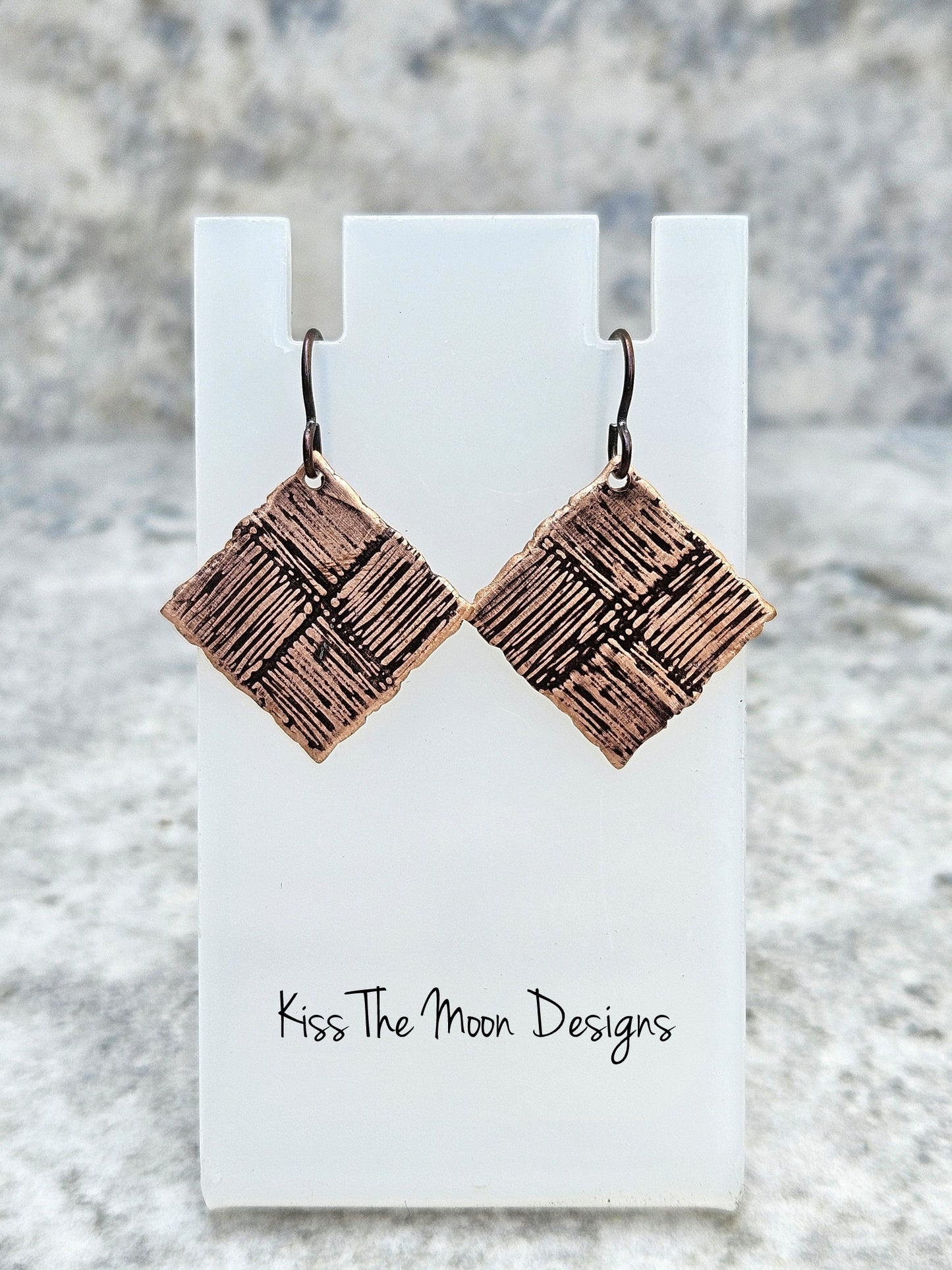 Copper Diamond Shaped Earrings