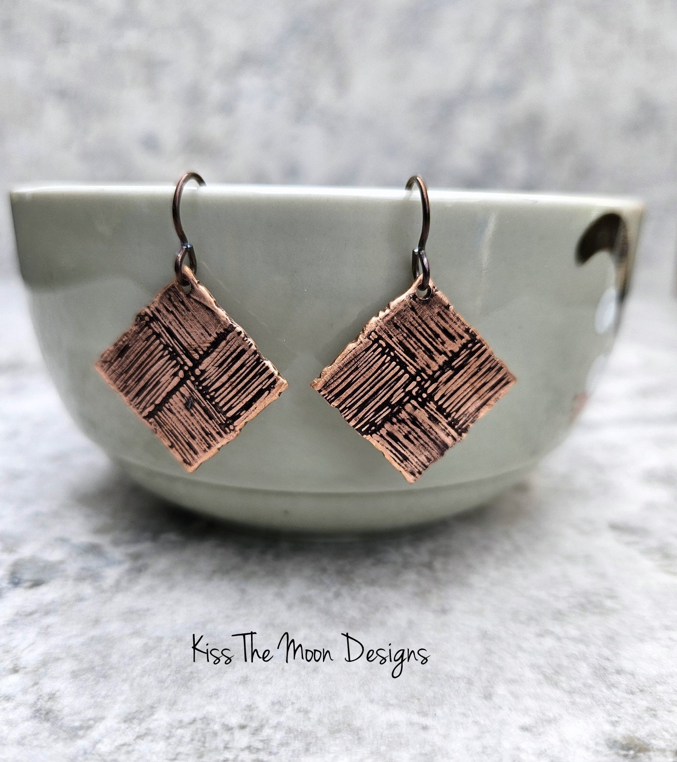 Copper Diamond Shaped Earrings