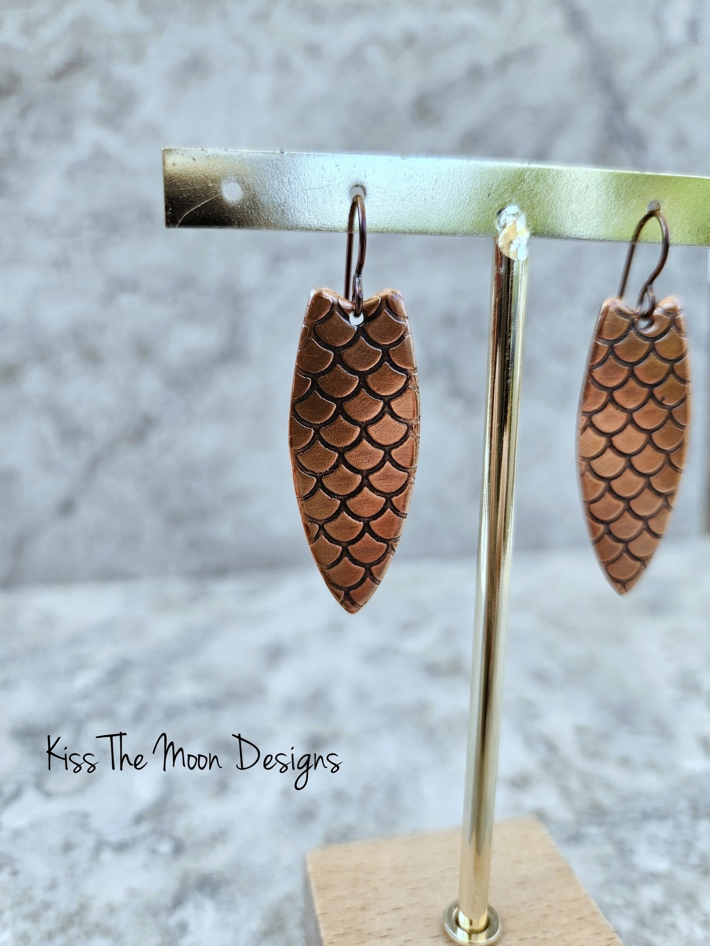 Copper Dragon Scale Point Earrings