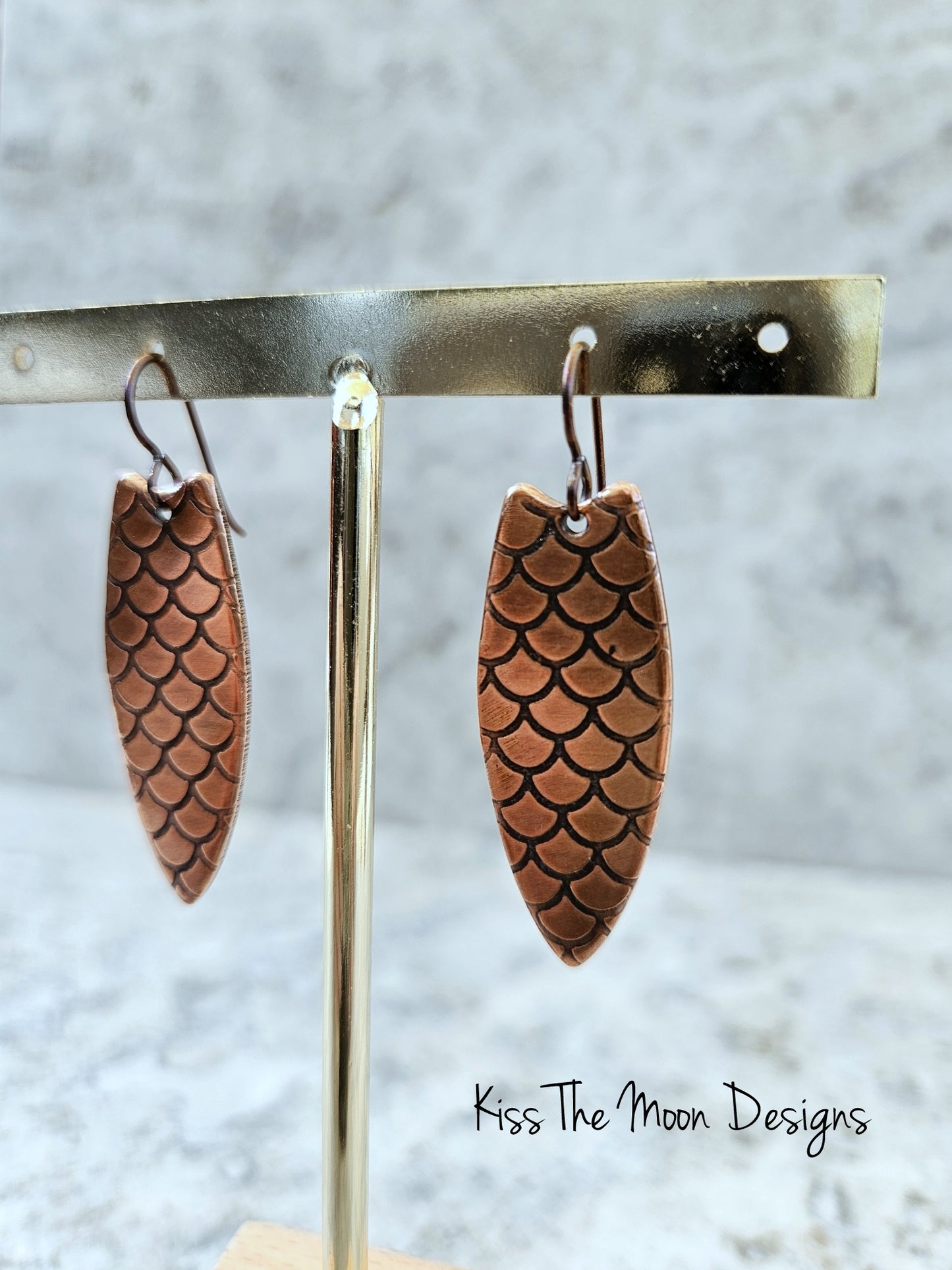 Copper Dragon Scale Point Earrings