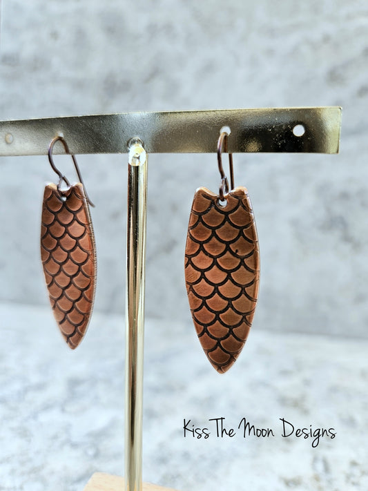 Copper Dragon Scale Point Earrings