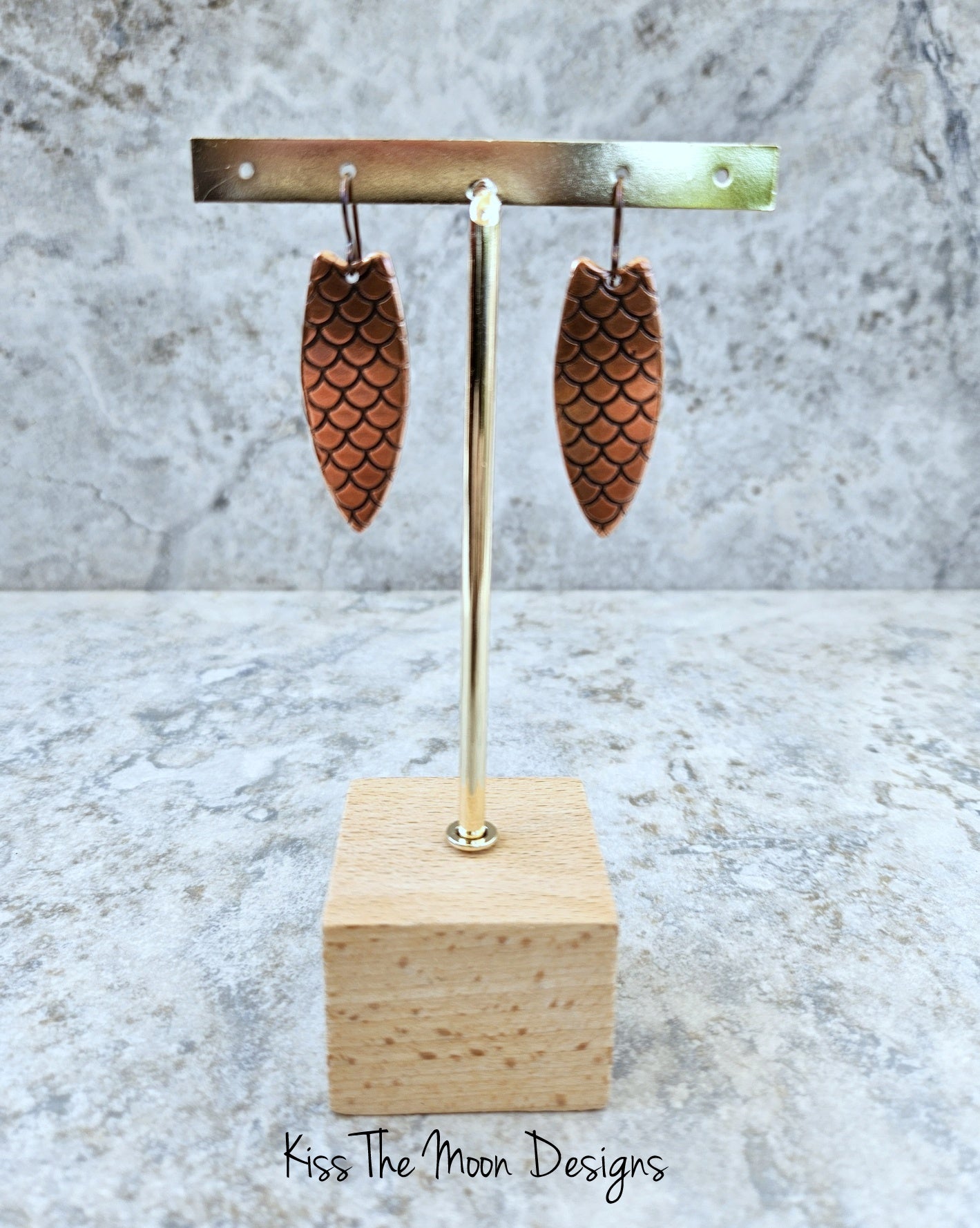 Copper Dragon Scale Point Earrings