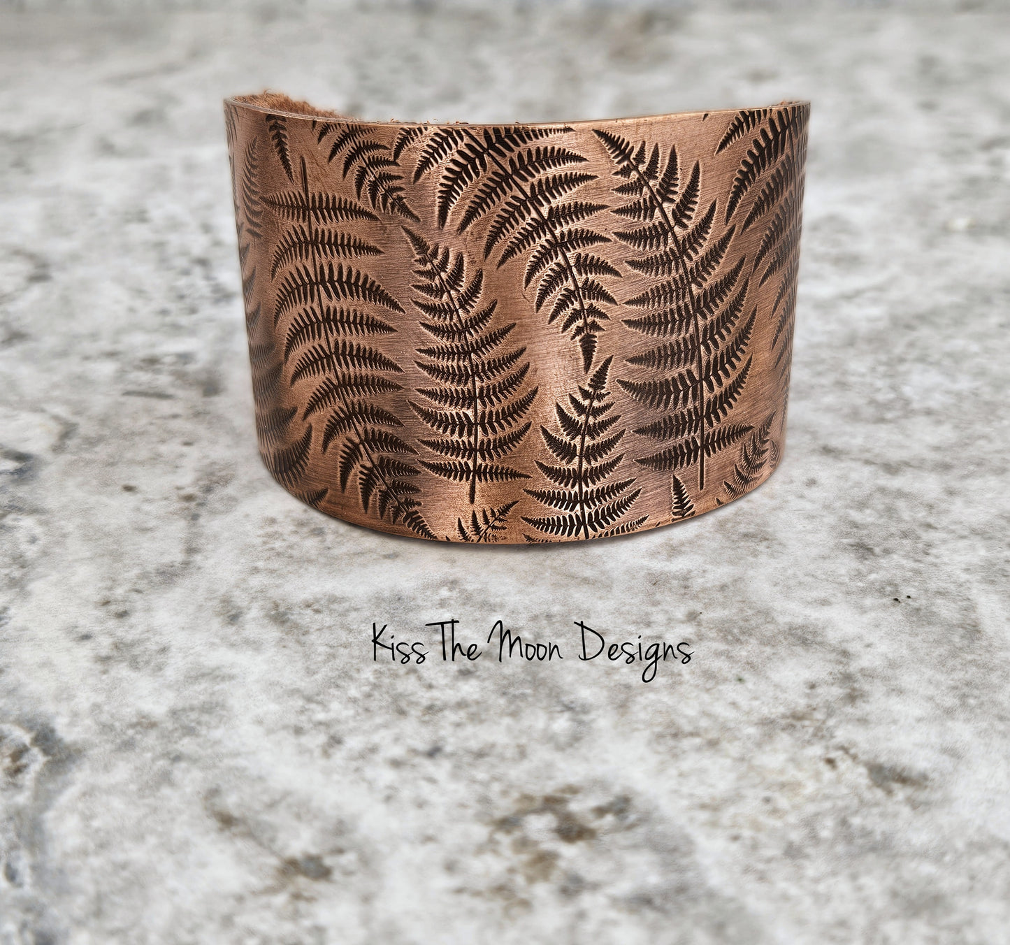 Extra Wide Copper Fern Cuff With Suede Lining