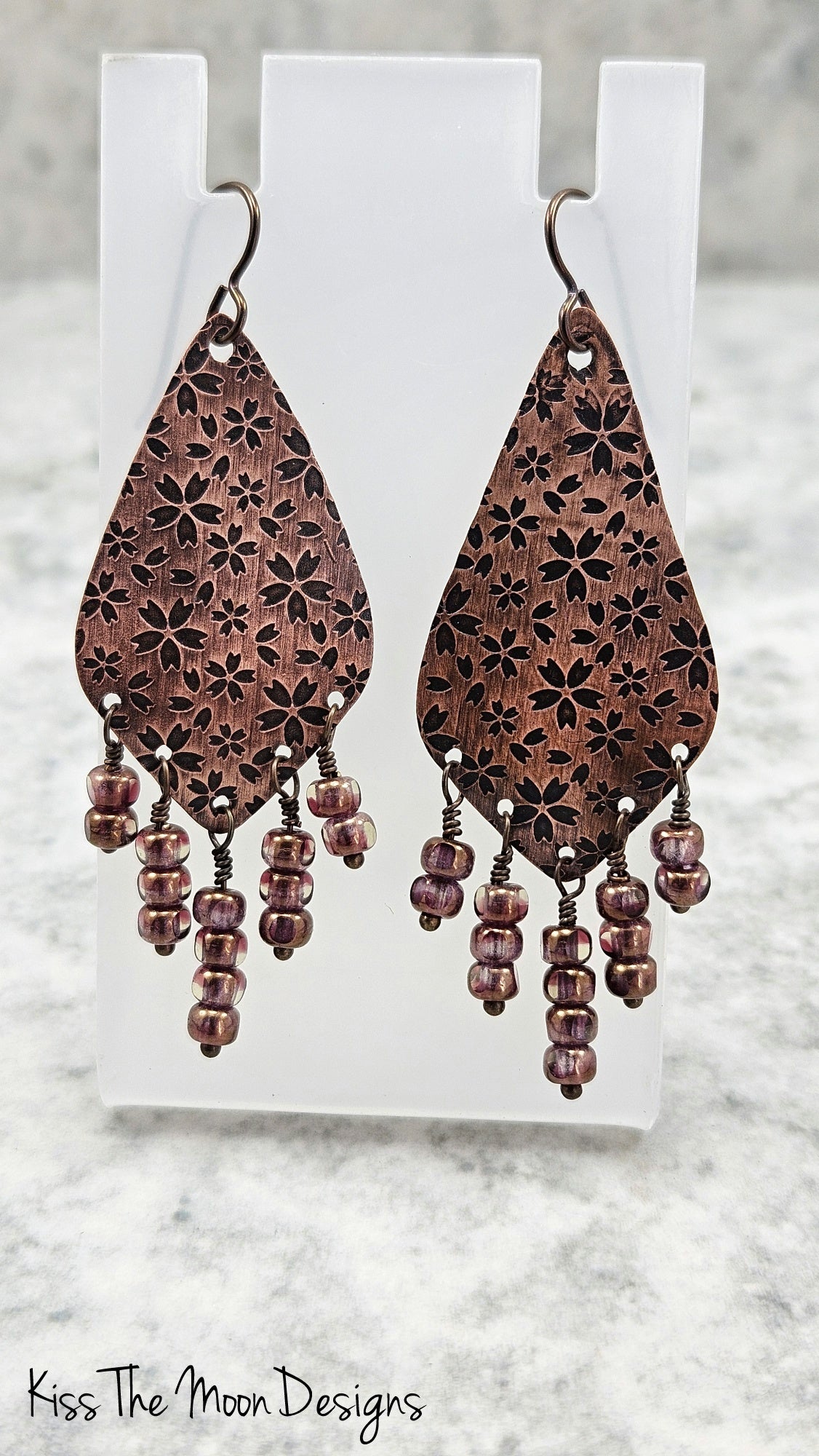 Floral Multi Dangle Copper Earrings