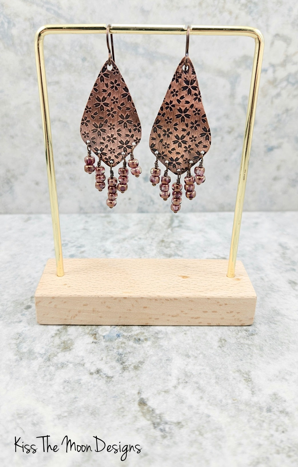Floral Multi Dangle Copper Earrings