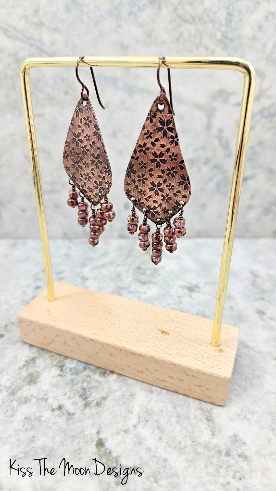 Floral Multi Dangle Copper Earrings