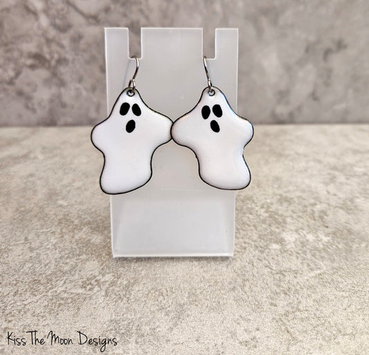 Enameled Ghost Earrings