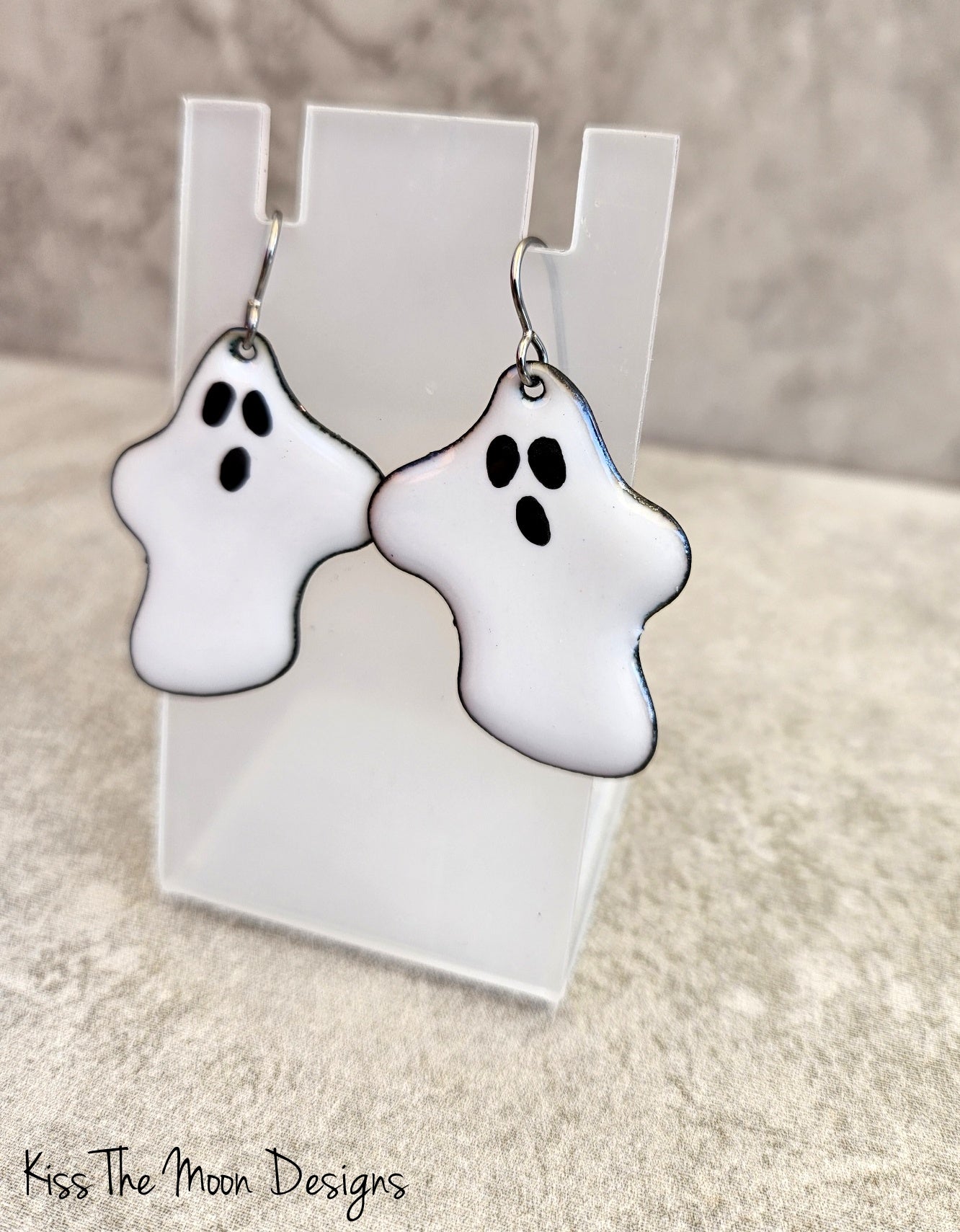 Enameled Ghost Earrings