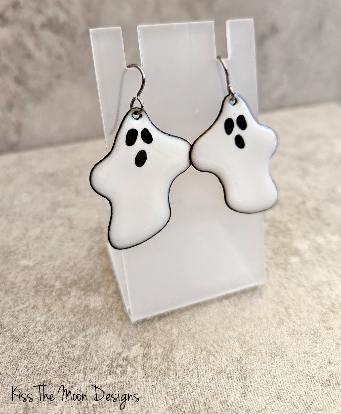 Enameled Ghost Earrings