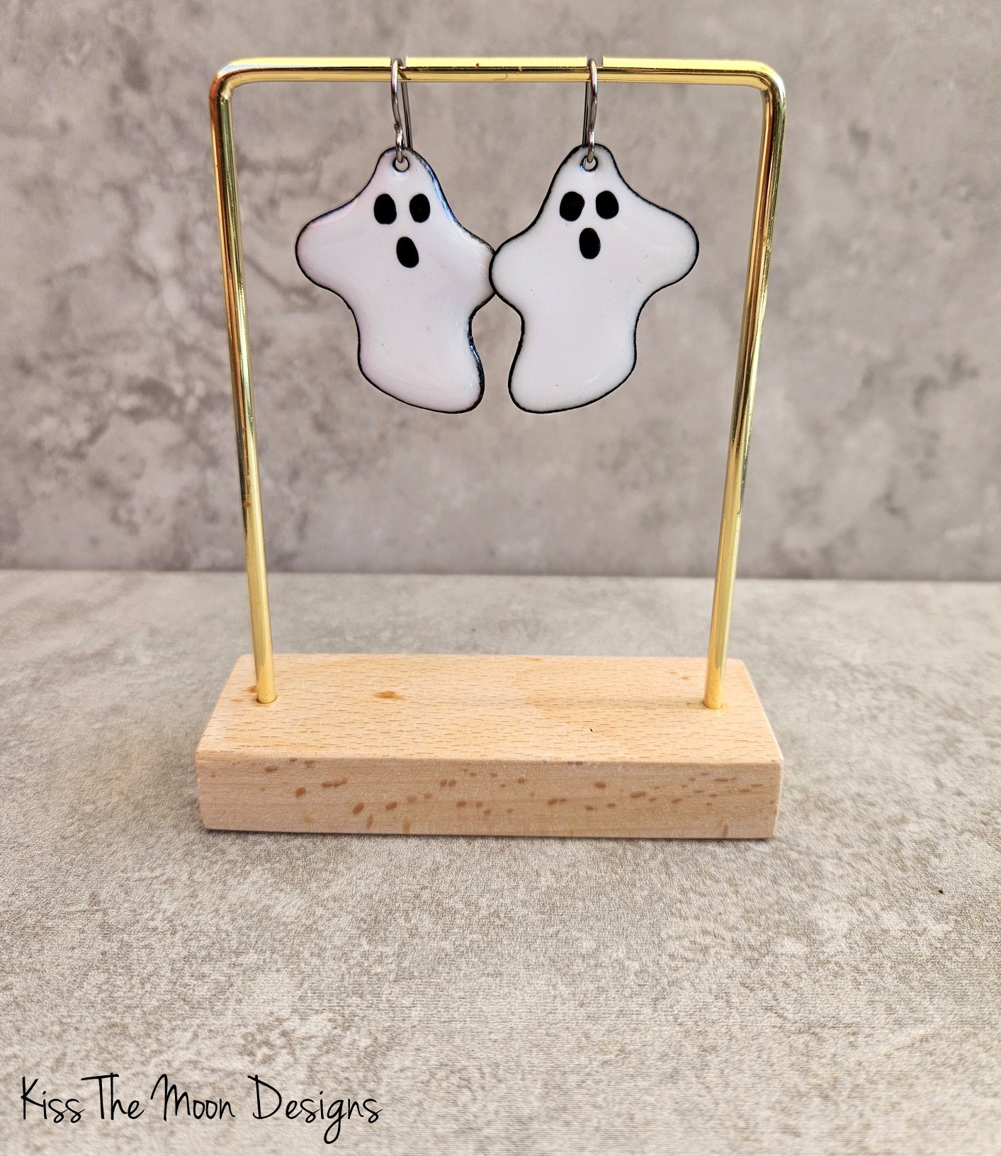 Enameled Ghost Earrings