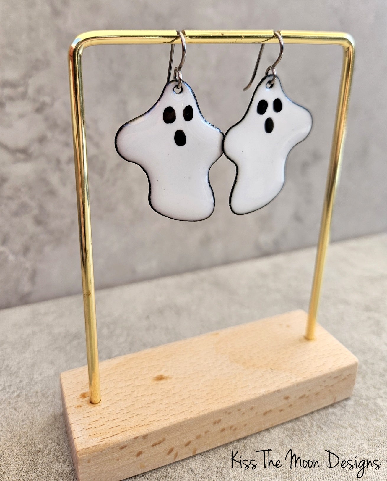 Enameled Ghost Earrings