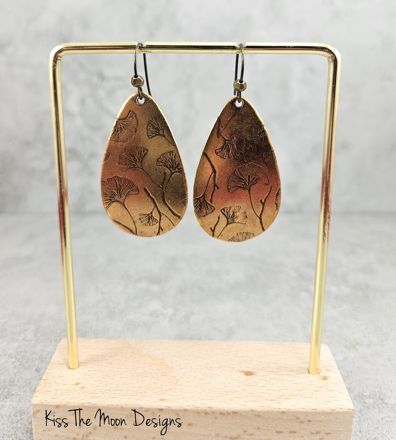 Ginkgo Leaf Teardrop Earrings