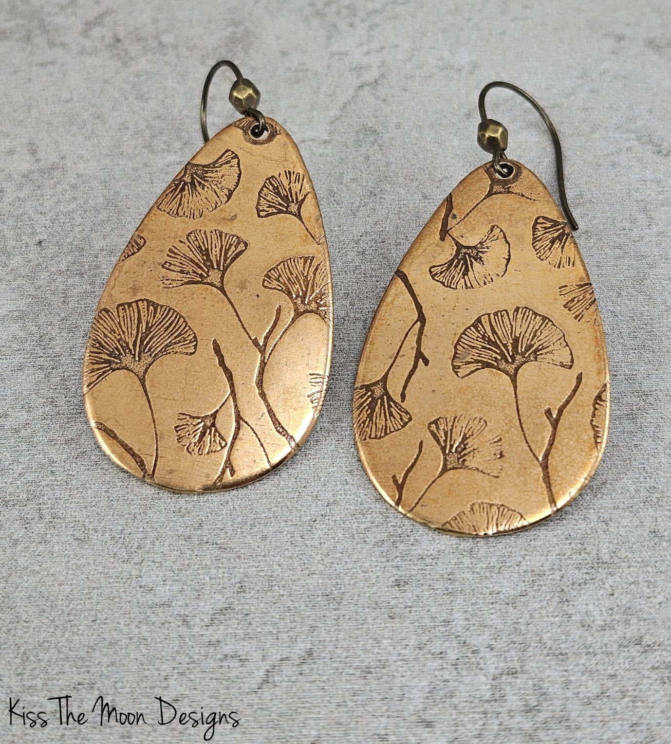 Ginkgo Leaf Teardrop Earrings