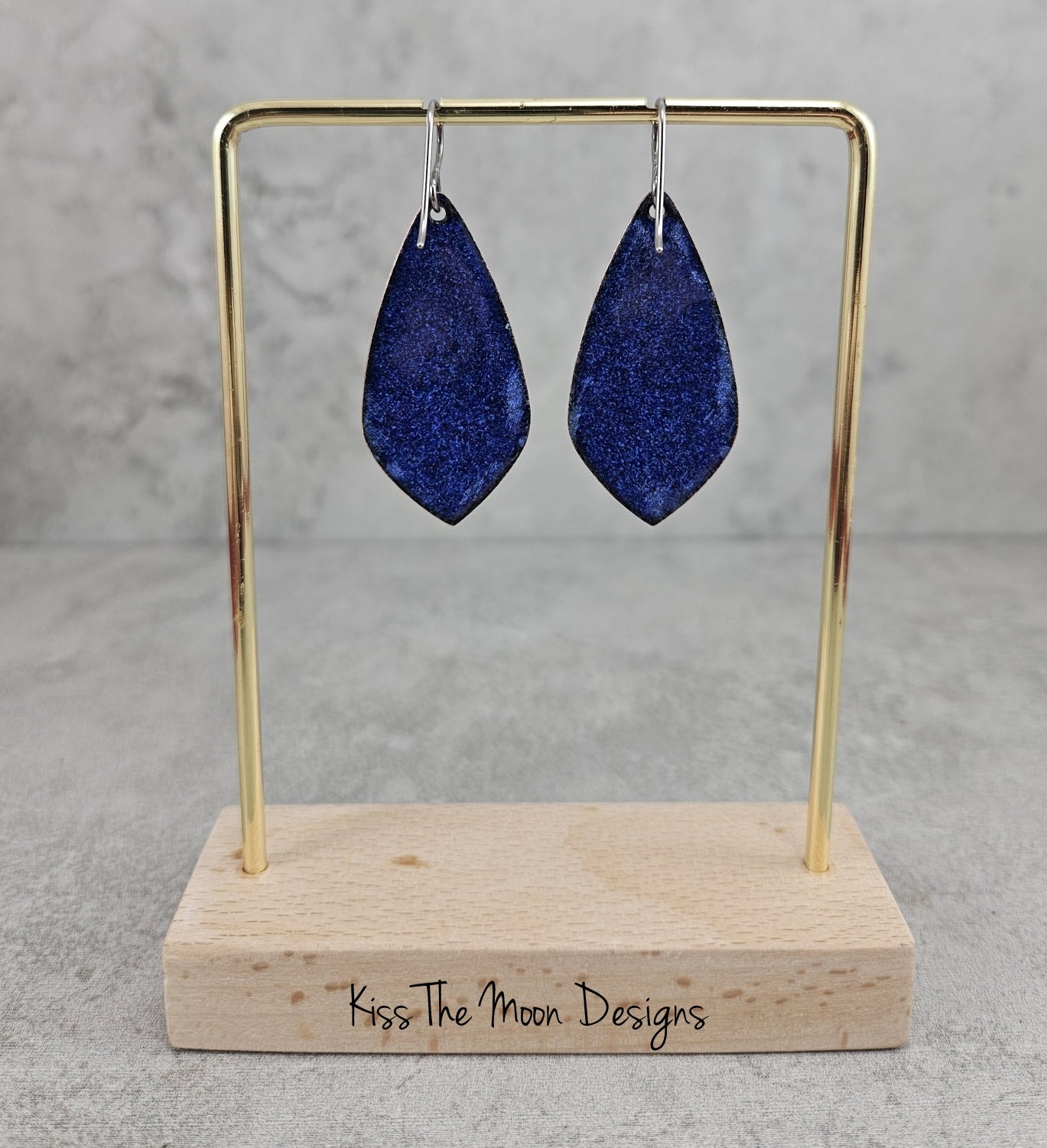 Purple and Green Crackle Enameled Teardrop Earrings