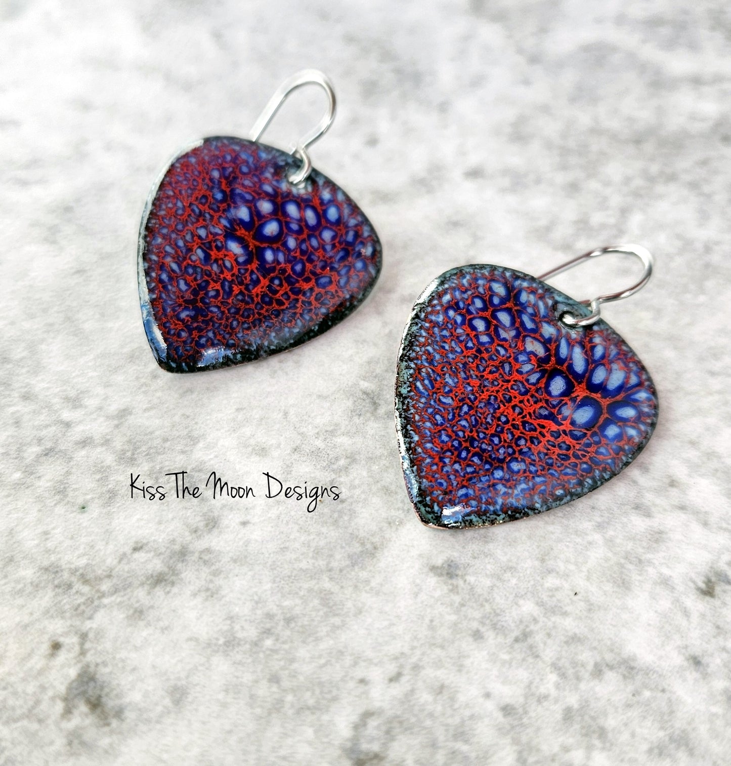 Guitar Pick Shaped Earrings- red, white and blue