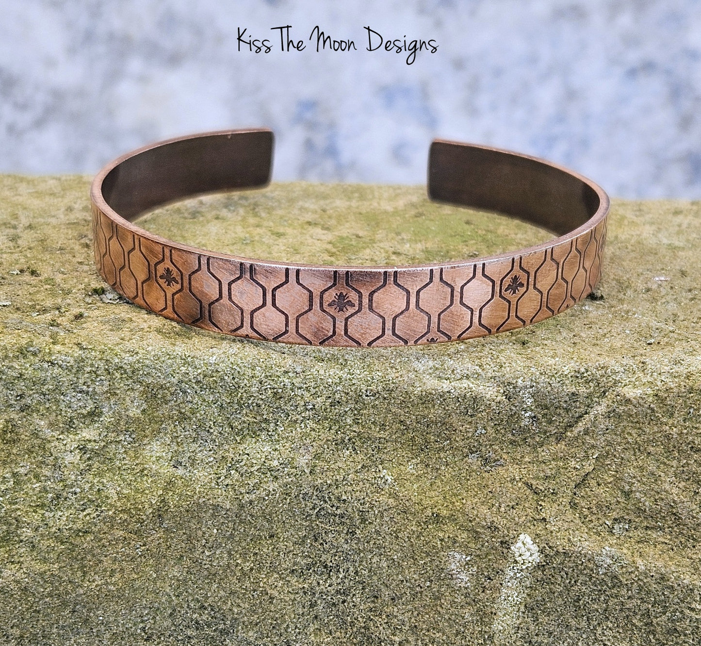 Patterned Copper Bracelet- Honey Bees