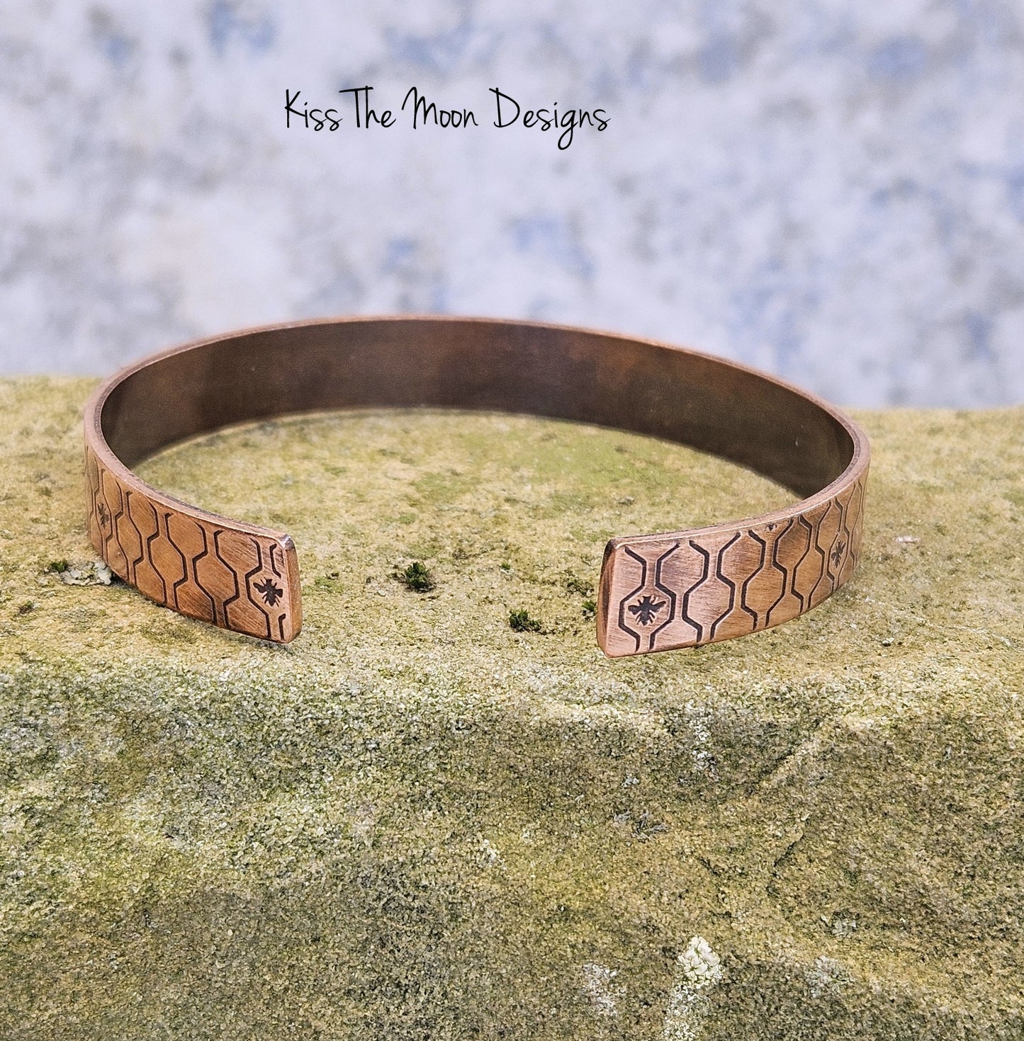 Patterned Copper Bracelet- Honey Bees