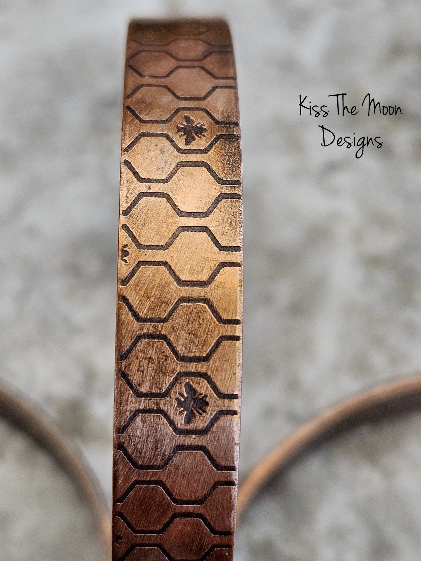 Patterned Copper Bracelet- Honey Bees