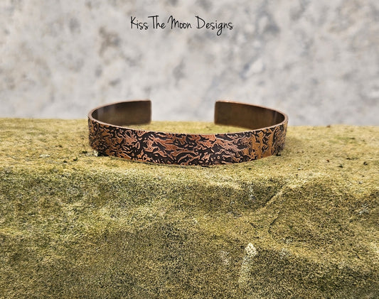 Patterned Copper Bracelet- Cracked Ice