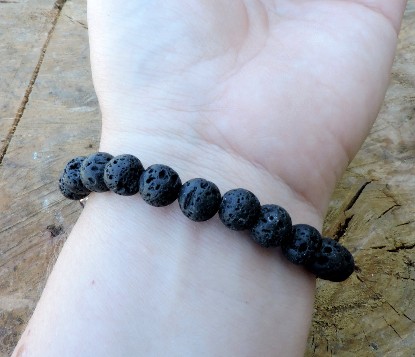 Chakra and Lava Stone Bracelet - Stretchy