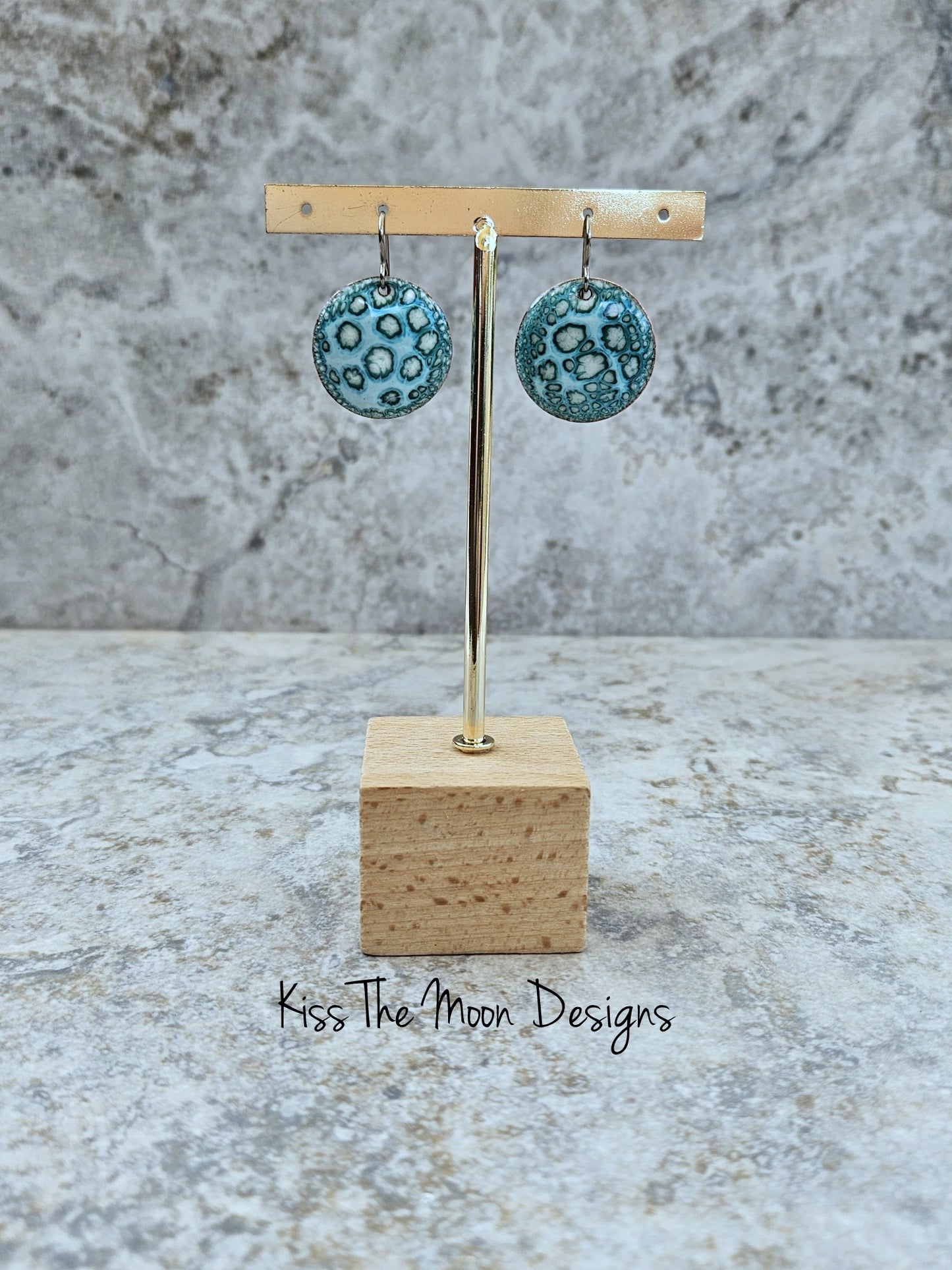 Minty Green Crackle Enamel Earrings