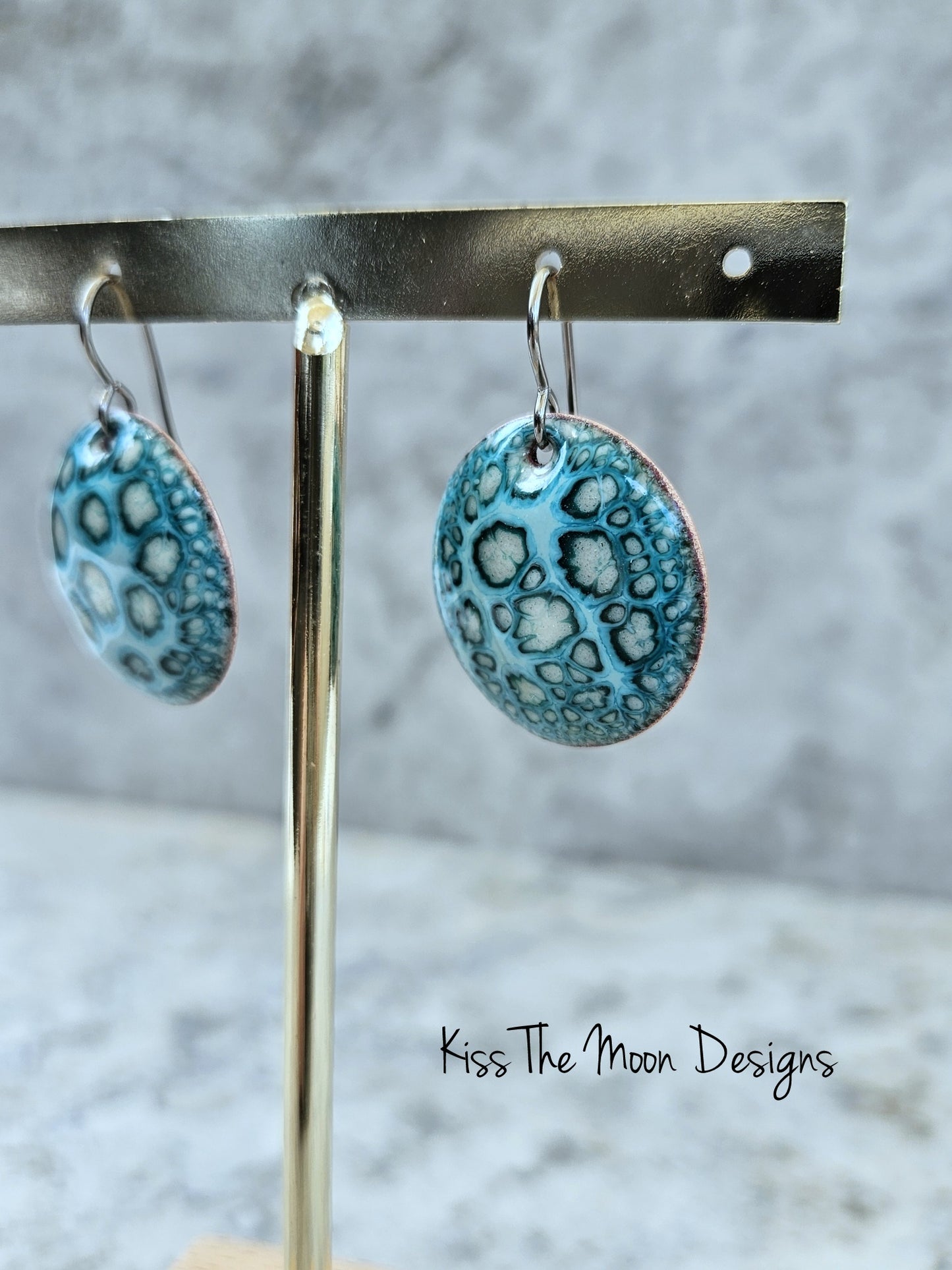 Minty Green Crackle Enamel Earrings