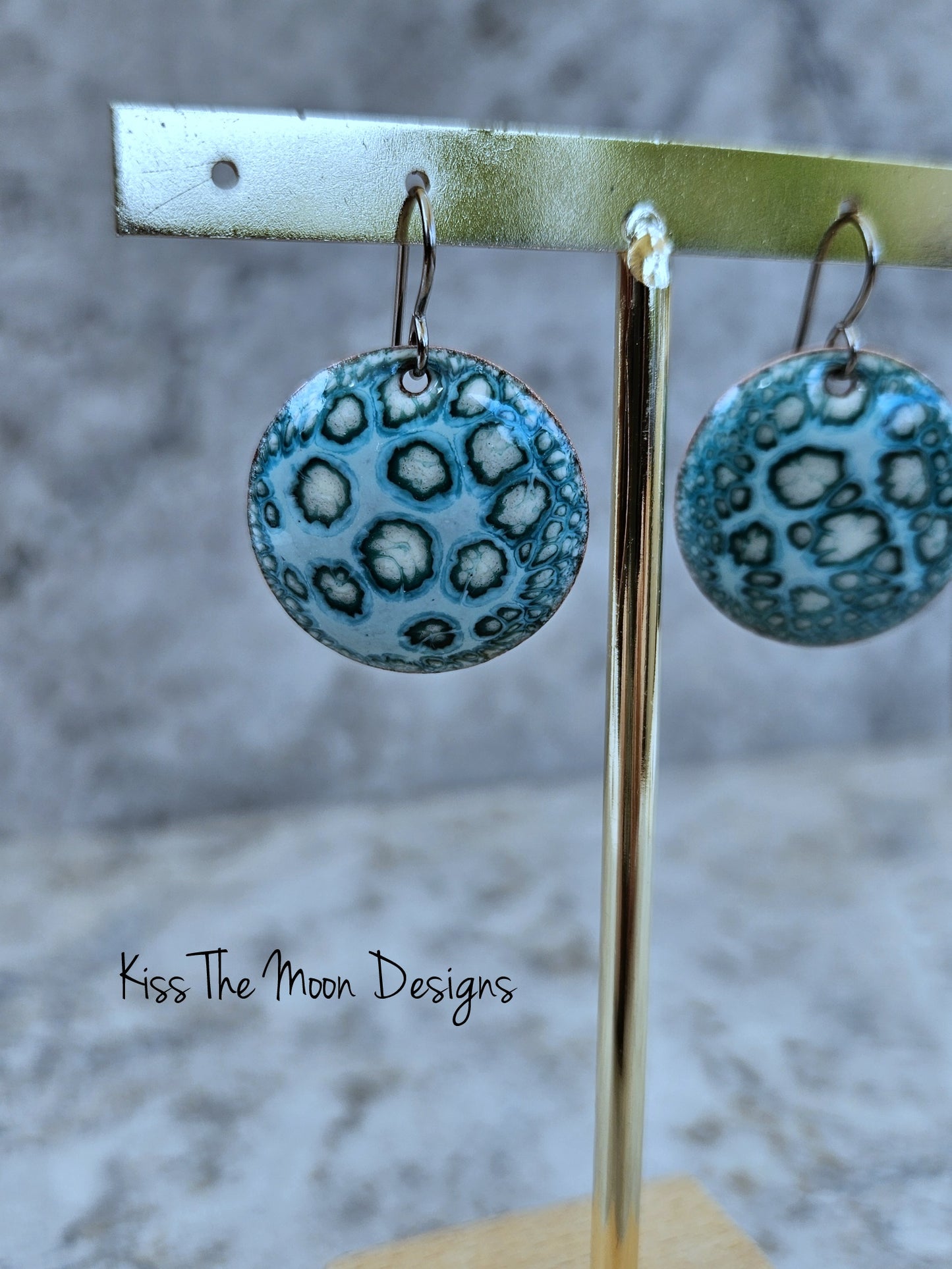 Minty Green Crackle Enamel Earrings