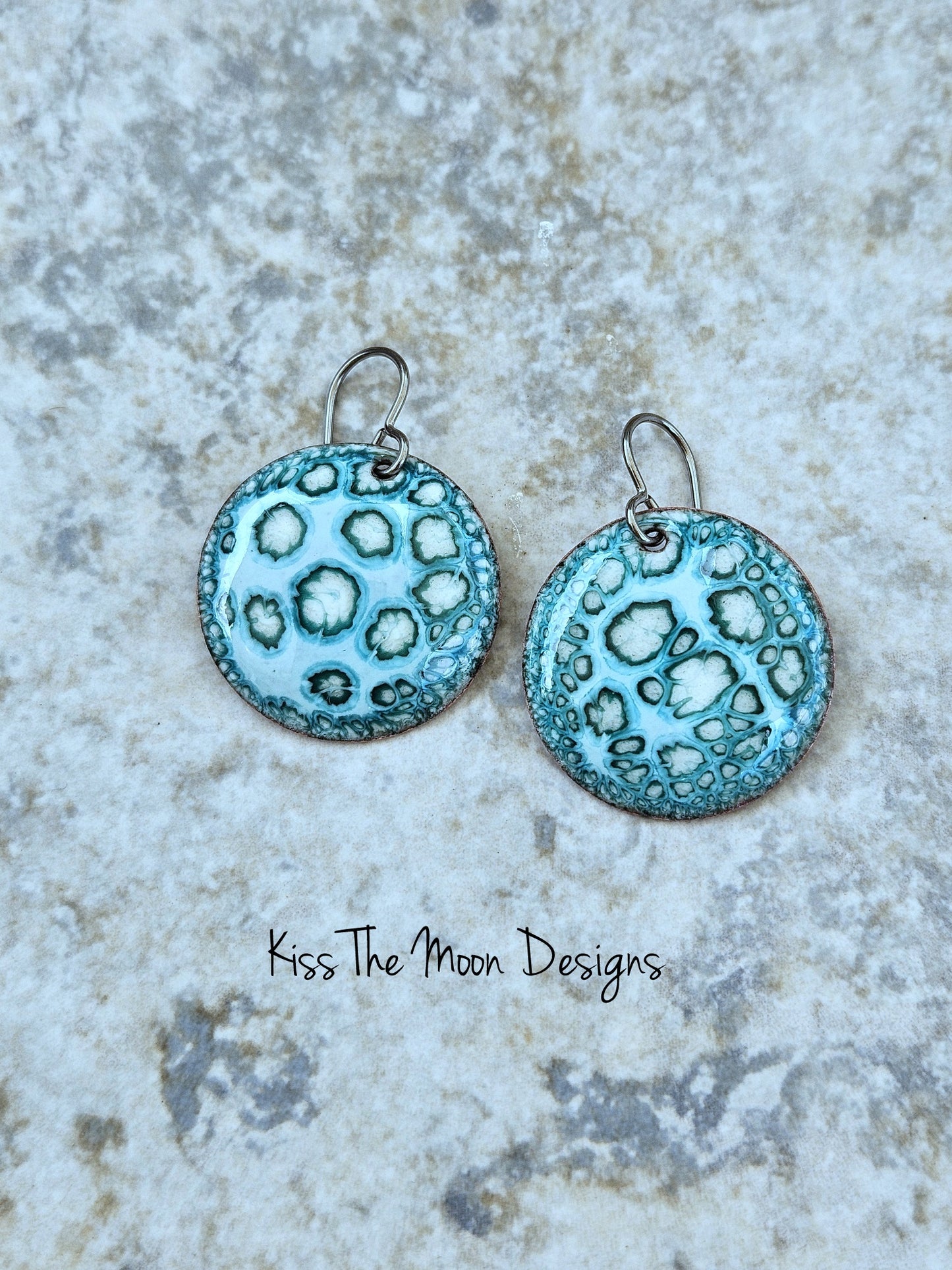 Minty Green Crackle Enamel Earrings