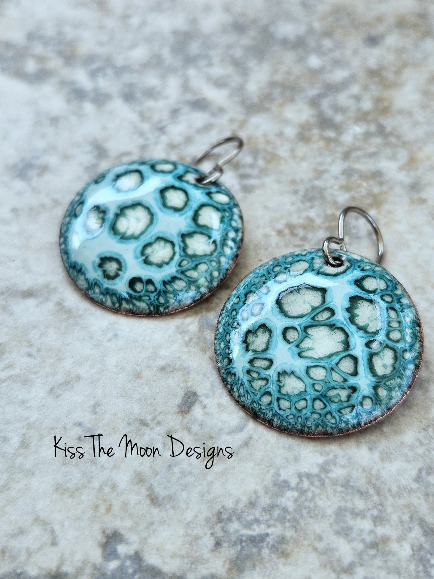 Minty Green Crackle Enamel Earrings