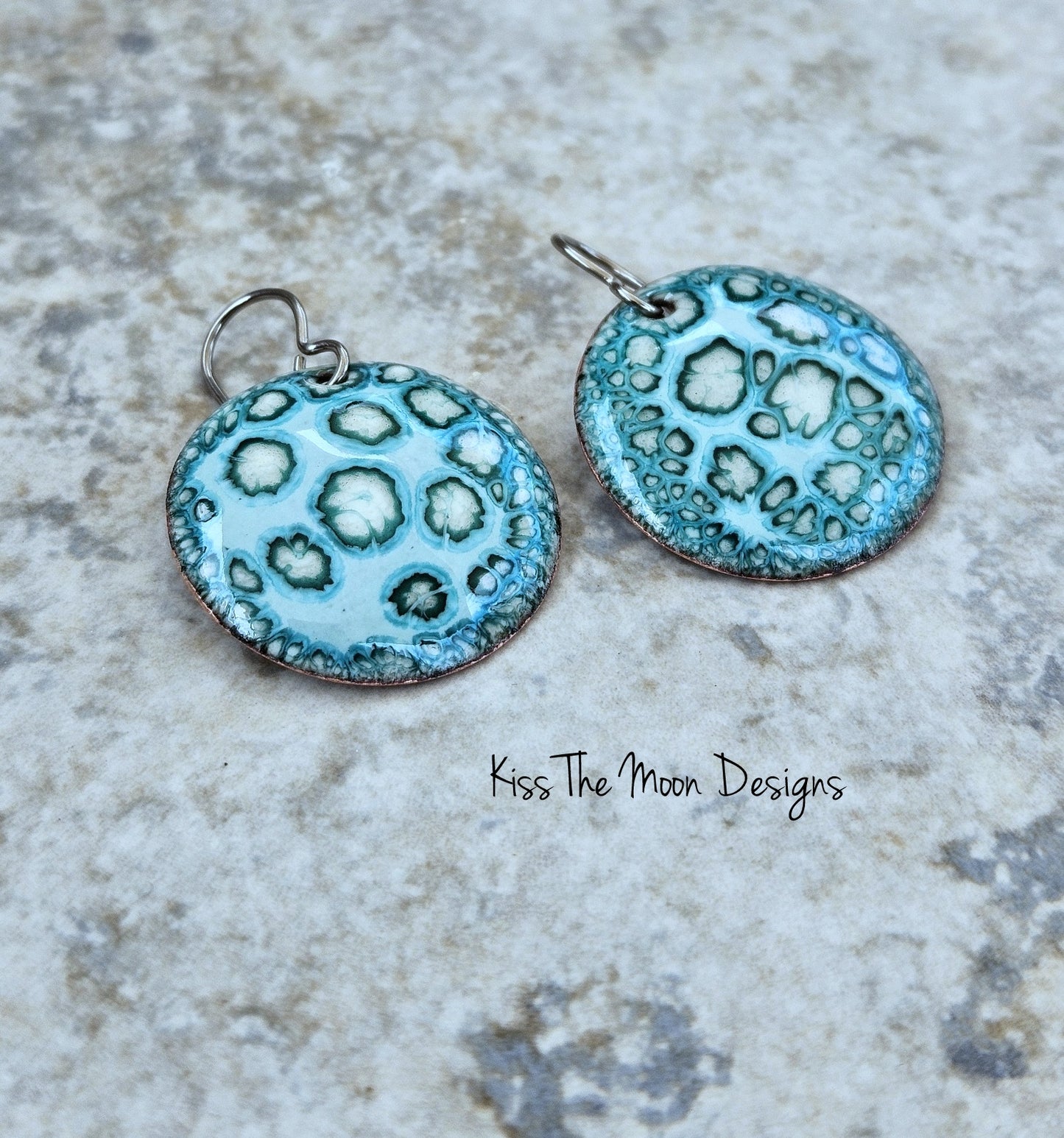 Minty Green Crackle Enamel Earrings