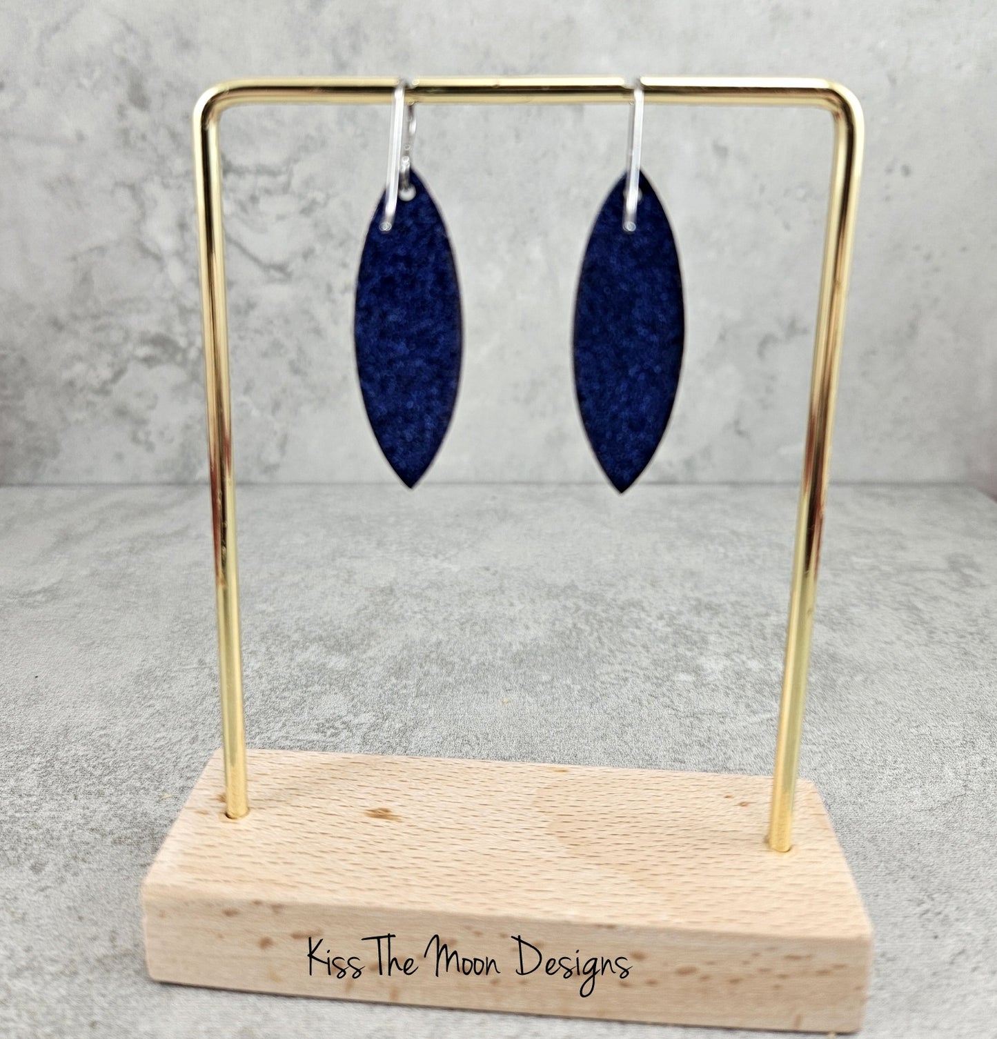 Pointed Leaf Enamel Earrings - White with Colored Stripes