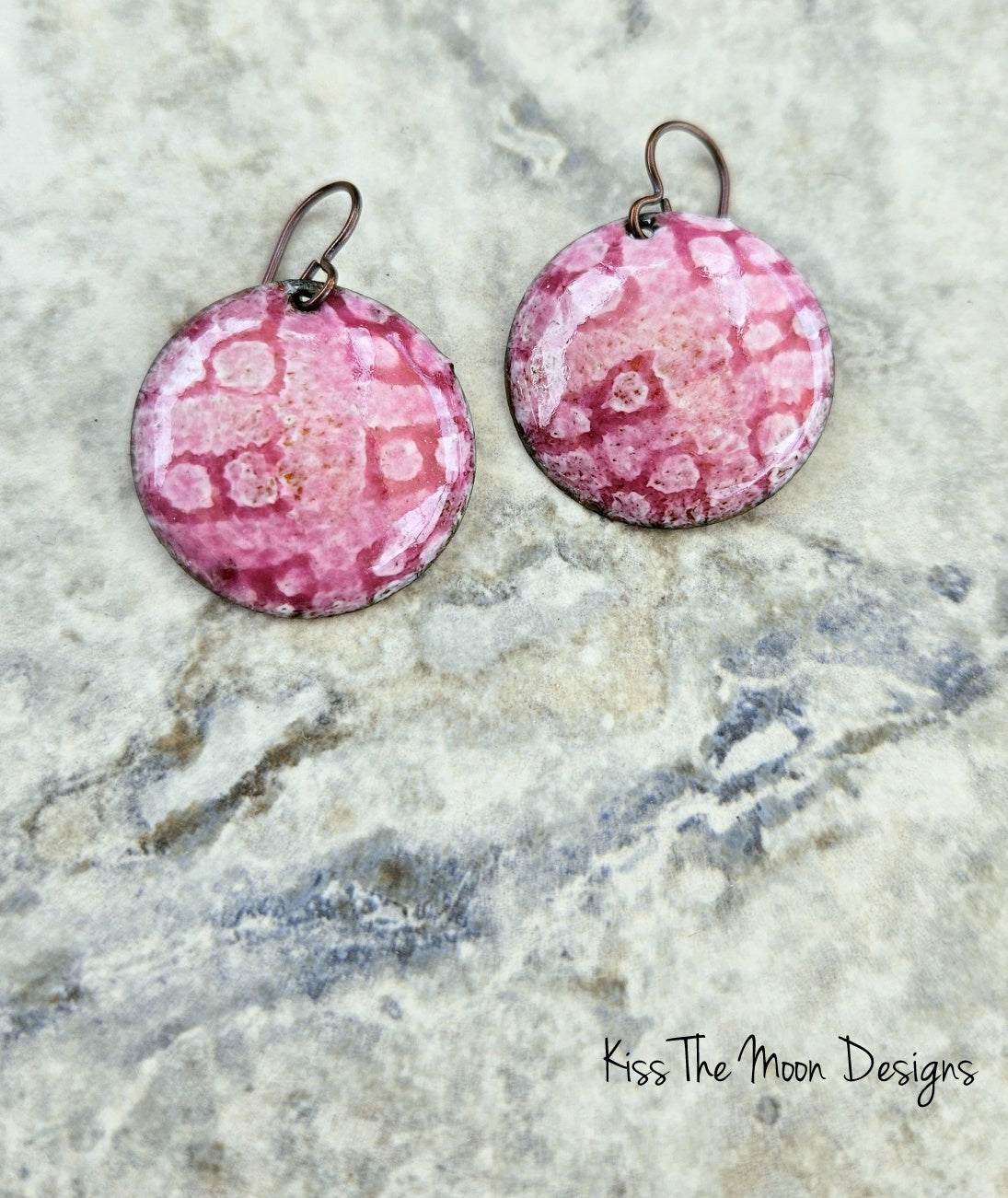 Pink Enameled Necklace Earring Set